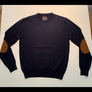 Jachs NY size L navy sweater with elbow patches 100% merino